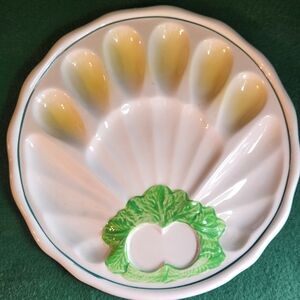 Japan Egg Plate Ceramic Platter Vintage Serveware Veggie Tray